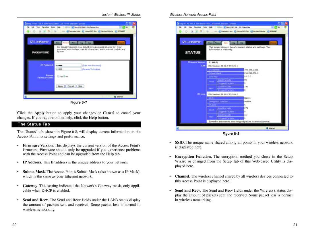 Linksys WAP11 v2.2 manual Status Tab 