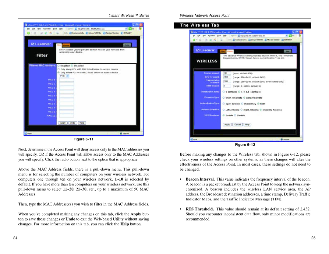 Linksys WAP11 v2.2 manual Wireless Tab 