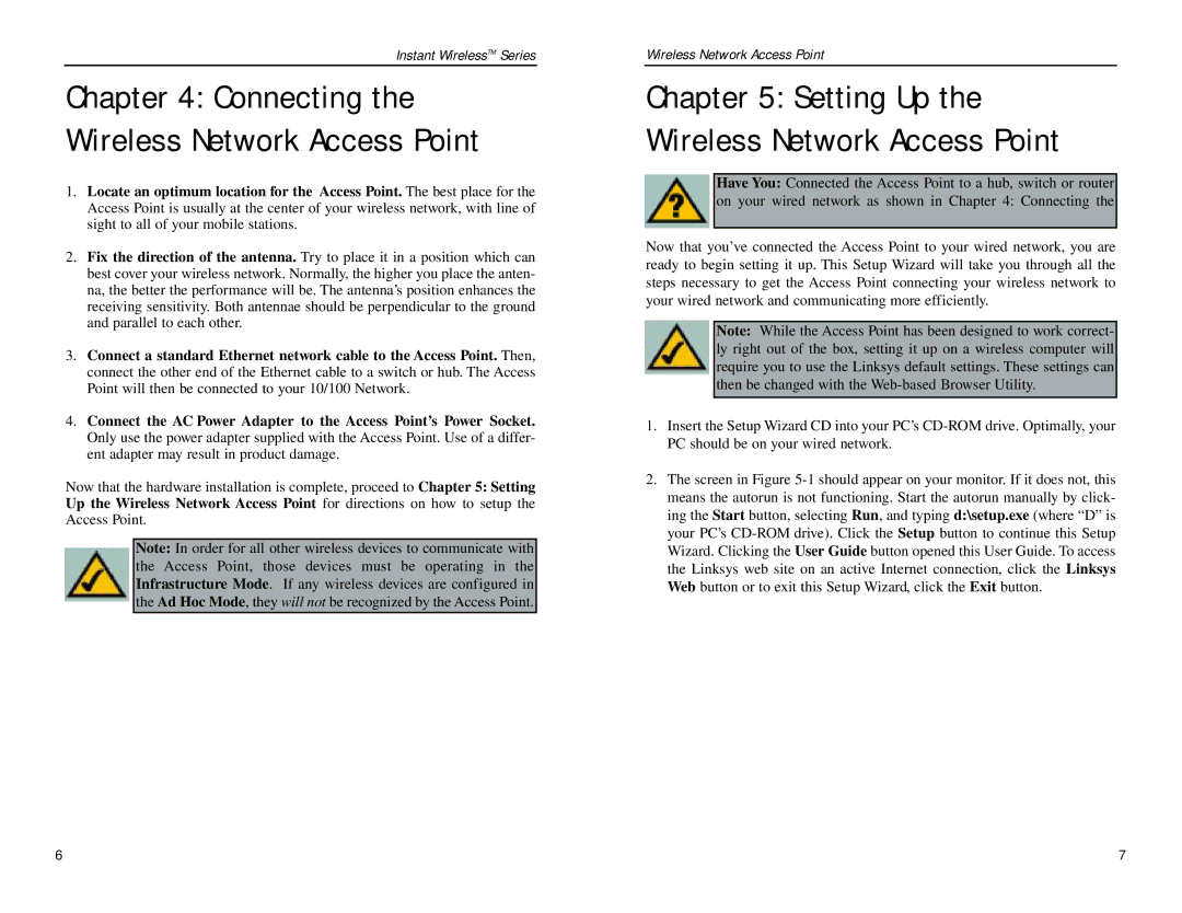 Linksys WAP11 v2.2 manual Connecting the Wireless Network Access Point 