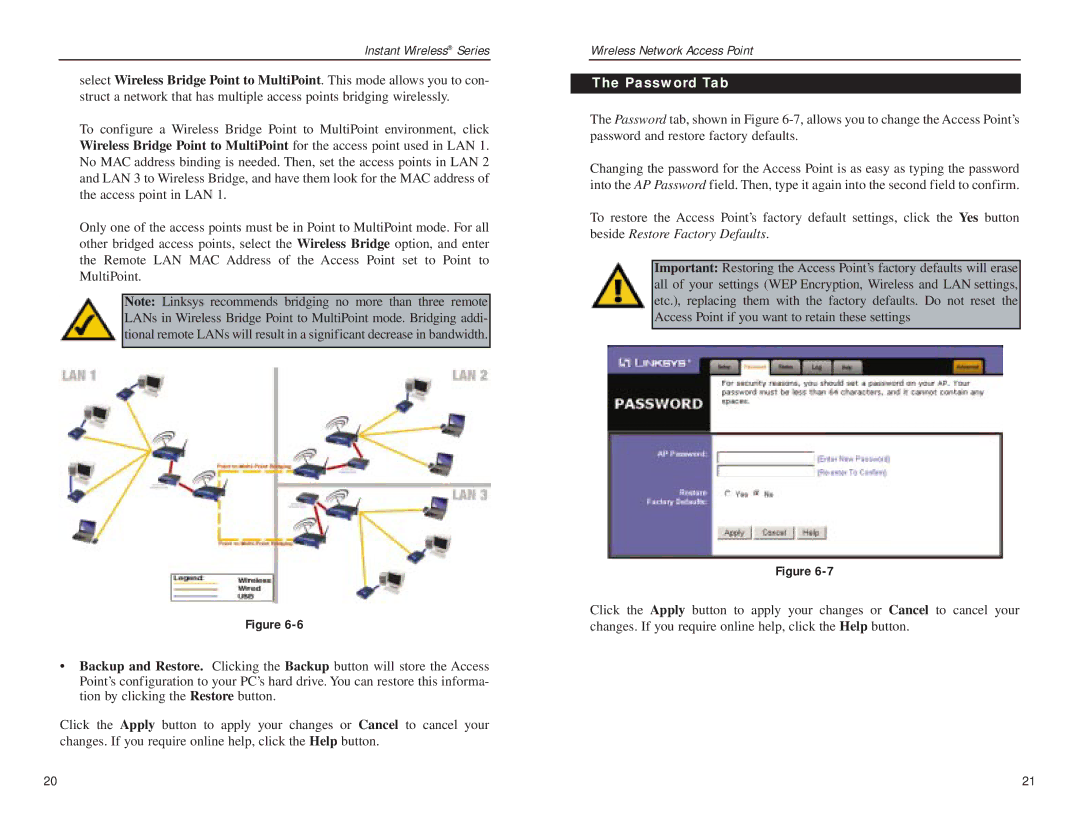 Linksys WAP11 v.2.6 manual Password Tab 