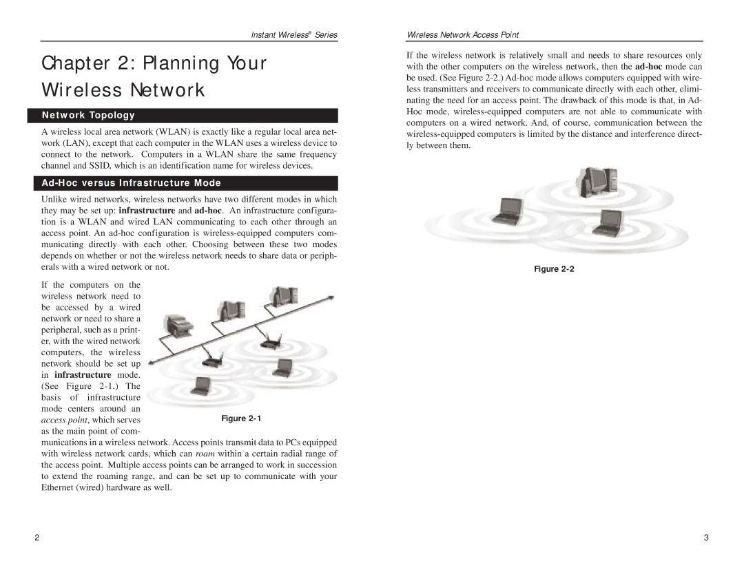 Linksys WAP11 v.2.6 manual Planning Your Wireless Network, Network Topology, Ad-Hoc versus Infrastructure Mode 