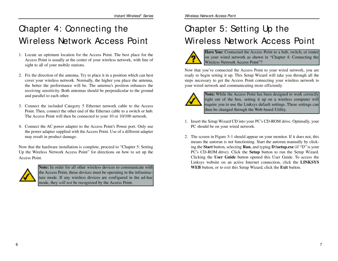 Linksys WAP11 v.2.6 manual Connecting the Wireless Network Access Point 