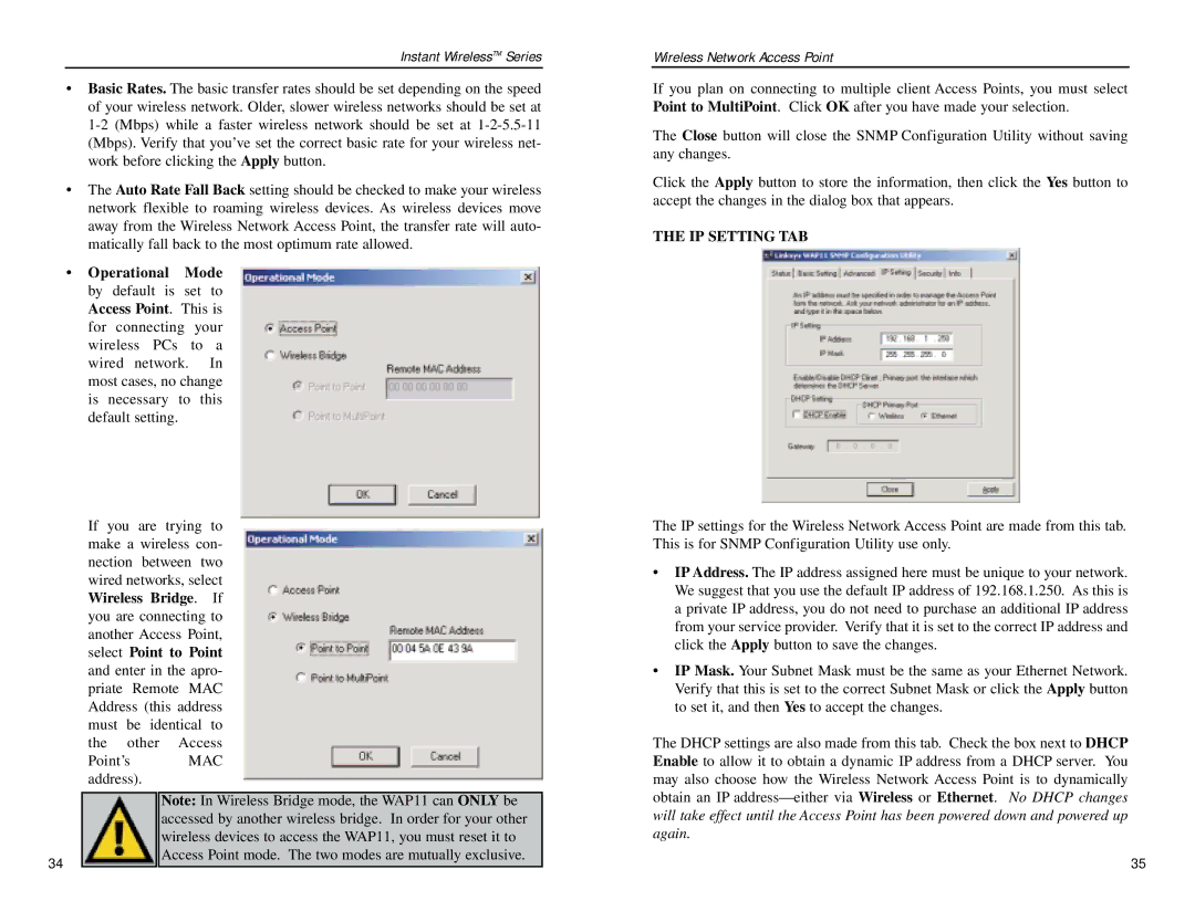 Linksys WAP11 manual IP Setting TAB 