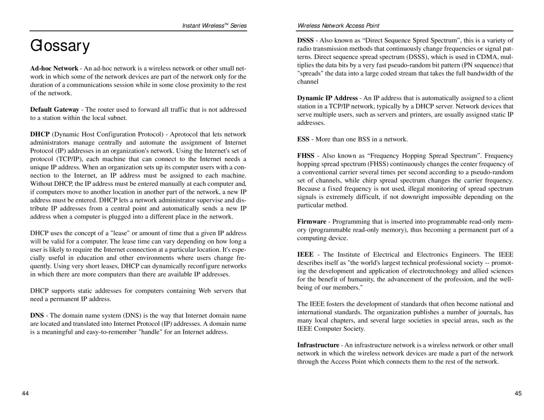 Linksys WAP11 manual Glossary 