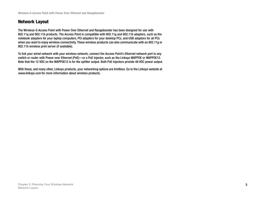 Linksys WAP200RF manual Network Layout 