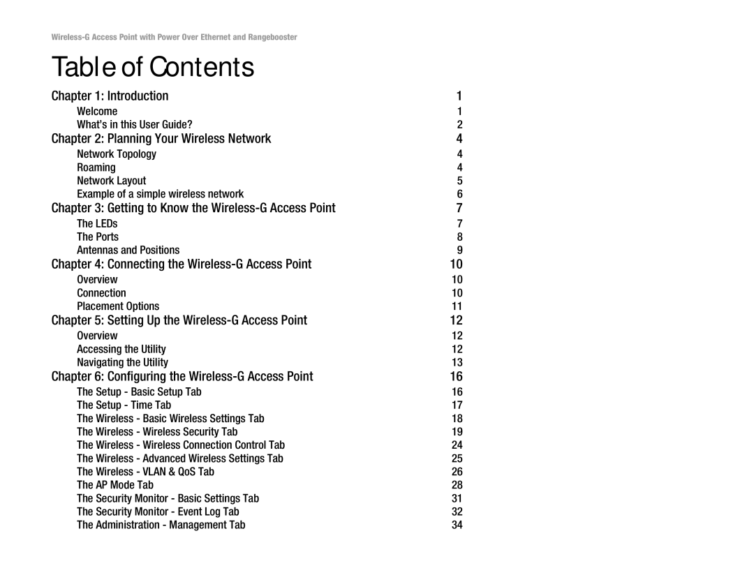 Linksys WAP200RF manual Table of Contents 