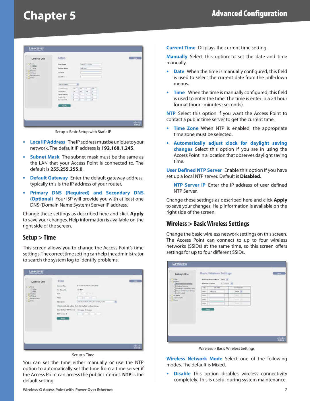 Linksys WAP2000 manual Setup Time, Wireless Basic Wireless Settings 