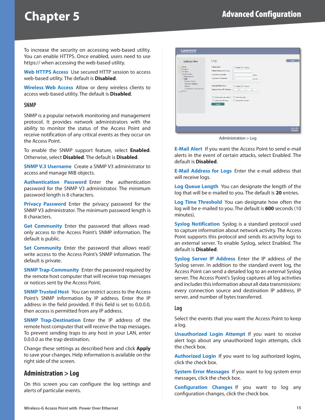 Linksys WAP2000 manual Administration Log 