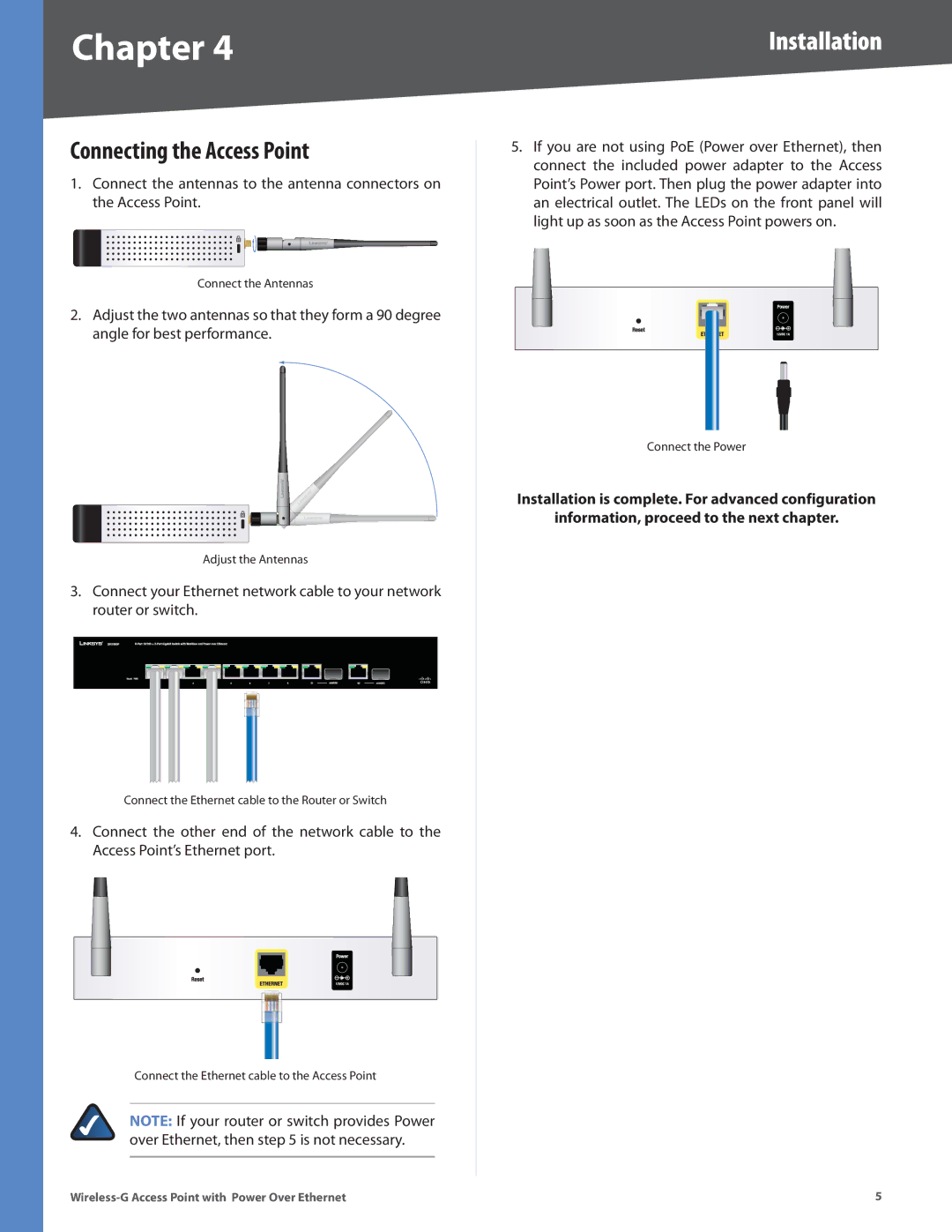 Linksys WAP2000 manual Connecting the Access Point 