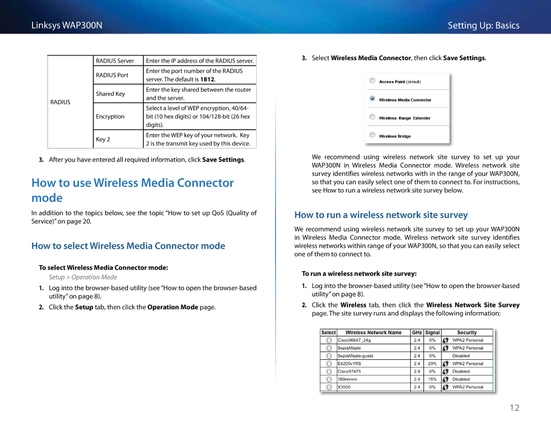 Linksys WAP300N manual How to use Wireless Media Connector mode, How to select Wireless Media Connector mode 