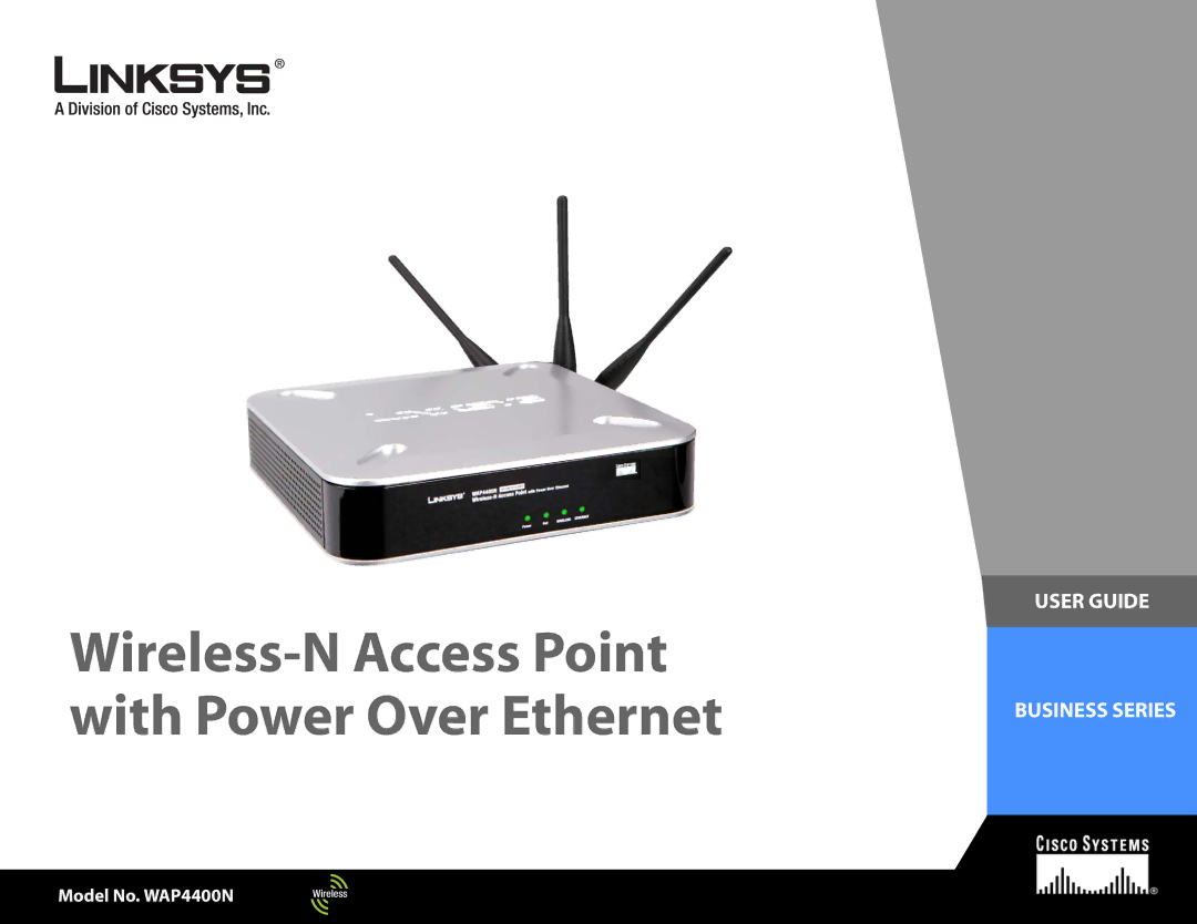 Linksys WAP4400N manual Wireless-N Access Point with Power Over Ethernet 