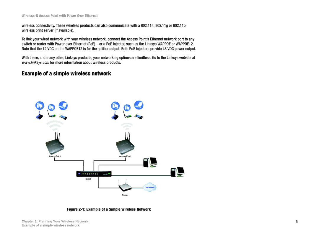 Linksys WAP4400N manual Example of a Simple Wireless Network 