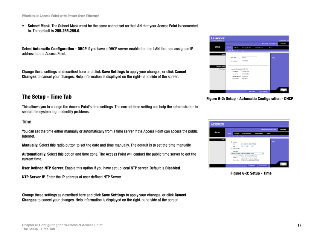 Linksys WAP4400N manual Setup Time Tab 