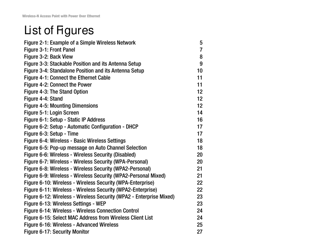 Linksys WAP4400N manual List of Figures, Example of a Simple Wireless Network 