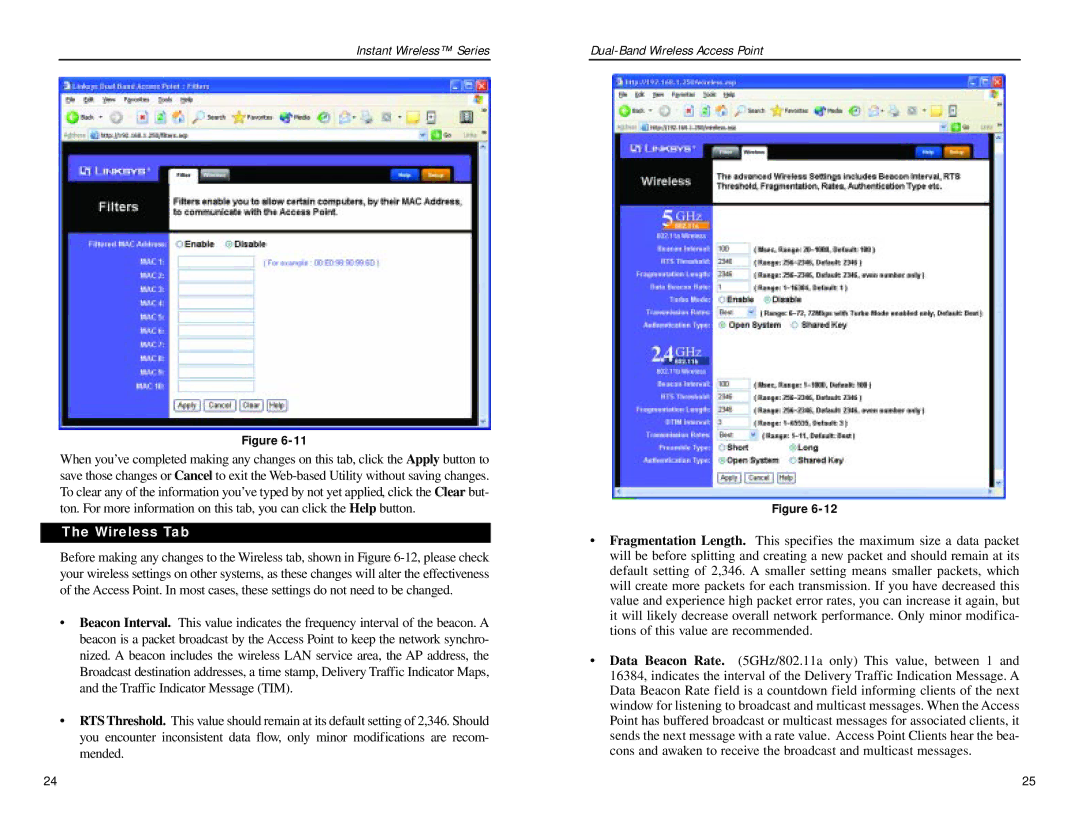 Linksys WAP51AB manual Wireless Tab 