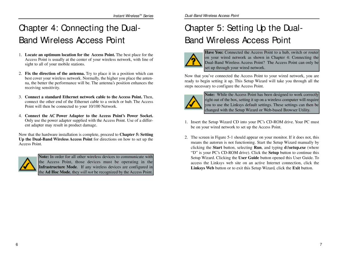 Linksys WAP51AB manual Setting Up the Dual- Band Wireless Access Point 