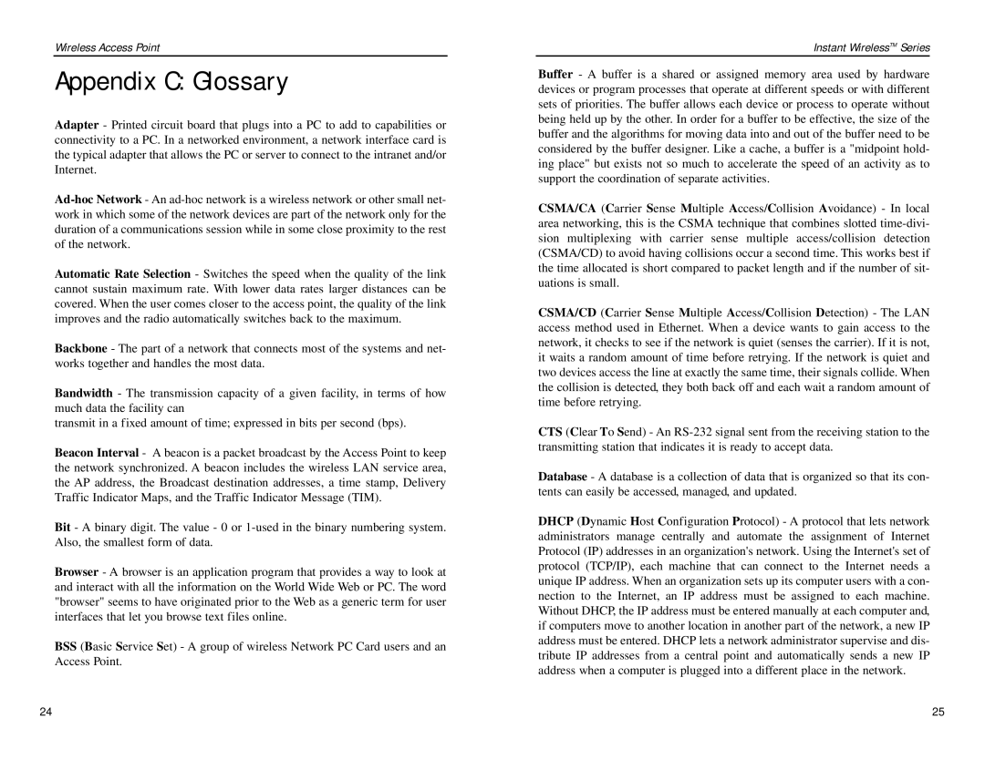 Linksys WAP54A manual Appendix C Glossary 