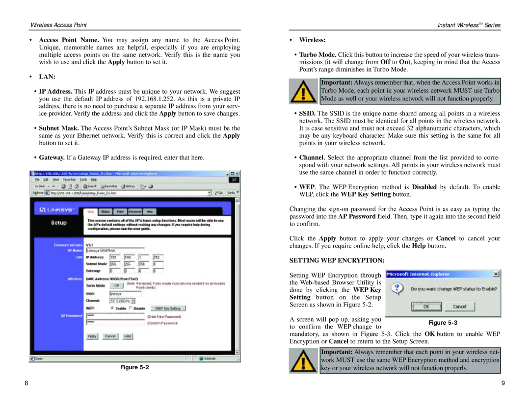 Linksys WAP54A manual Lan, Wireless 