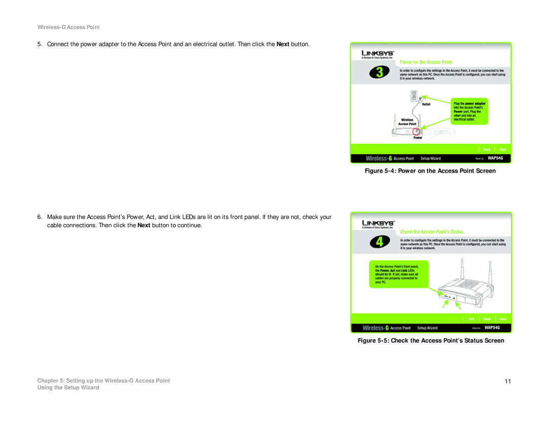 Linksys WAP54G manual Check the Access Point’s Status Screen 