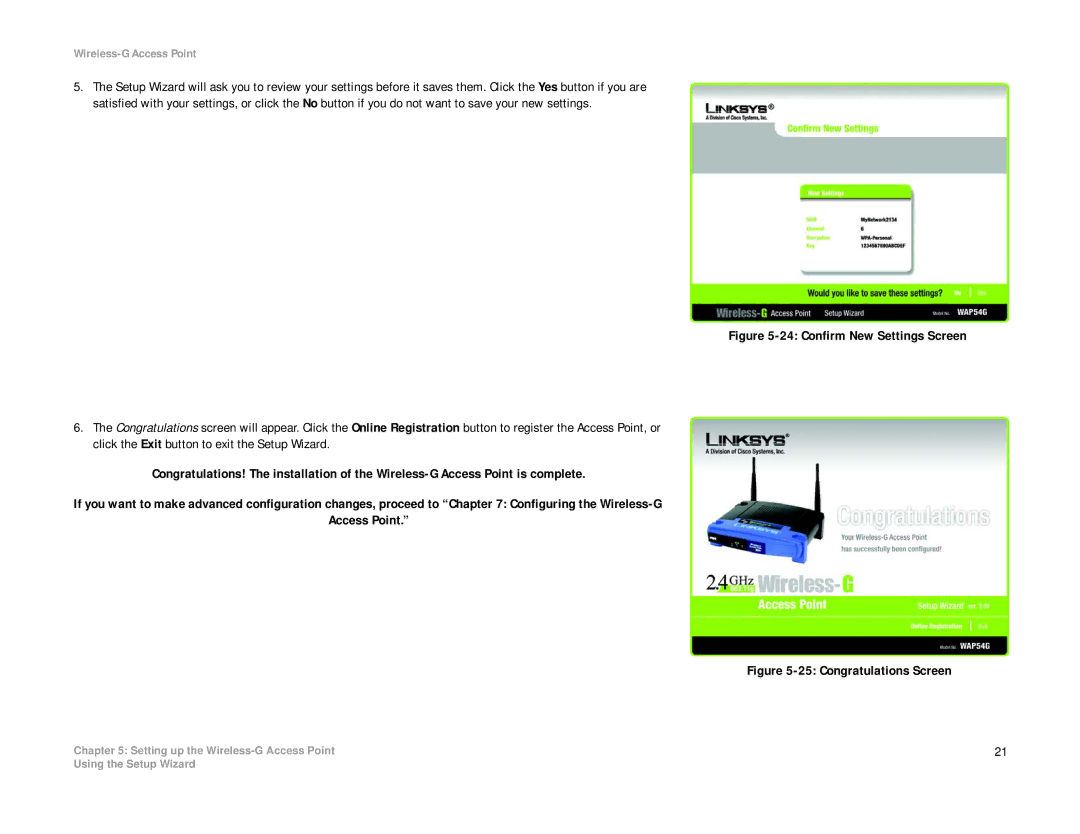 Linksys WAP54G manual Congratulations Screen 