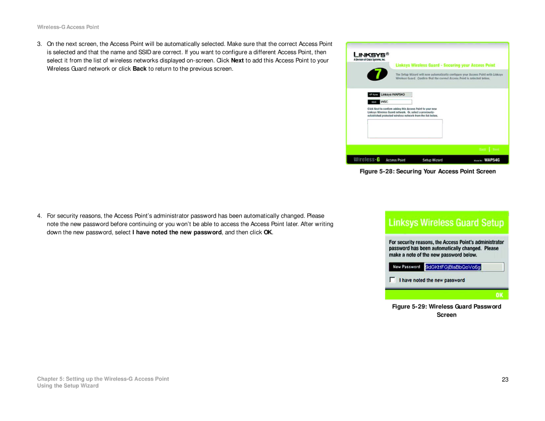 Linksys WAP54G manual Securing Your Access Point Screen 