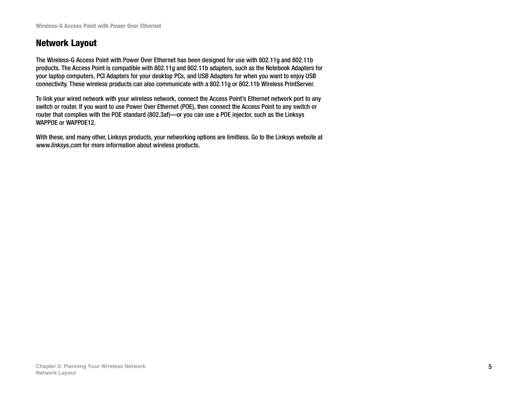 Linksys WAP54GP manual Network Layout 