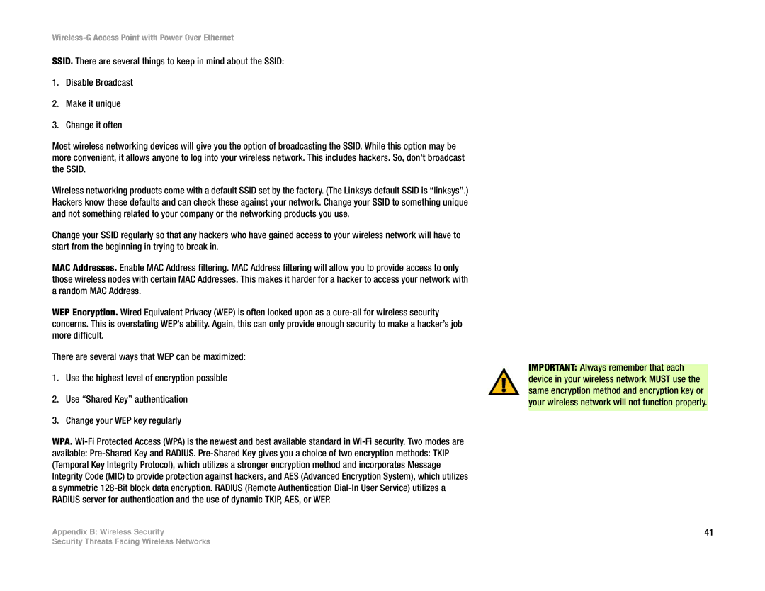 Linksys WAP54GP manual Security Threats Facing Wireless Networks 