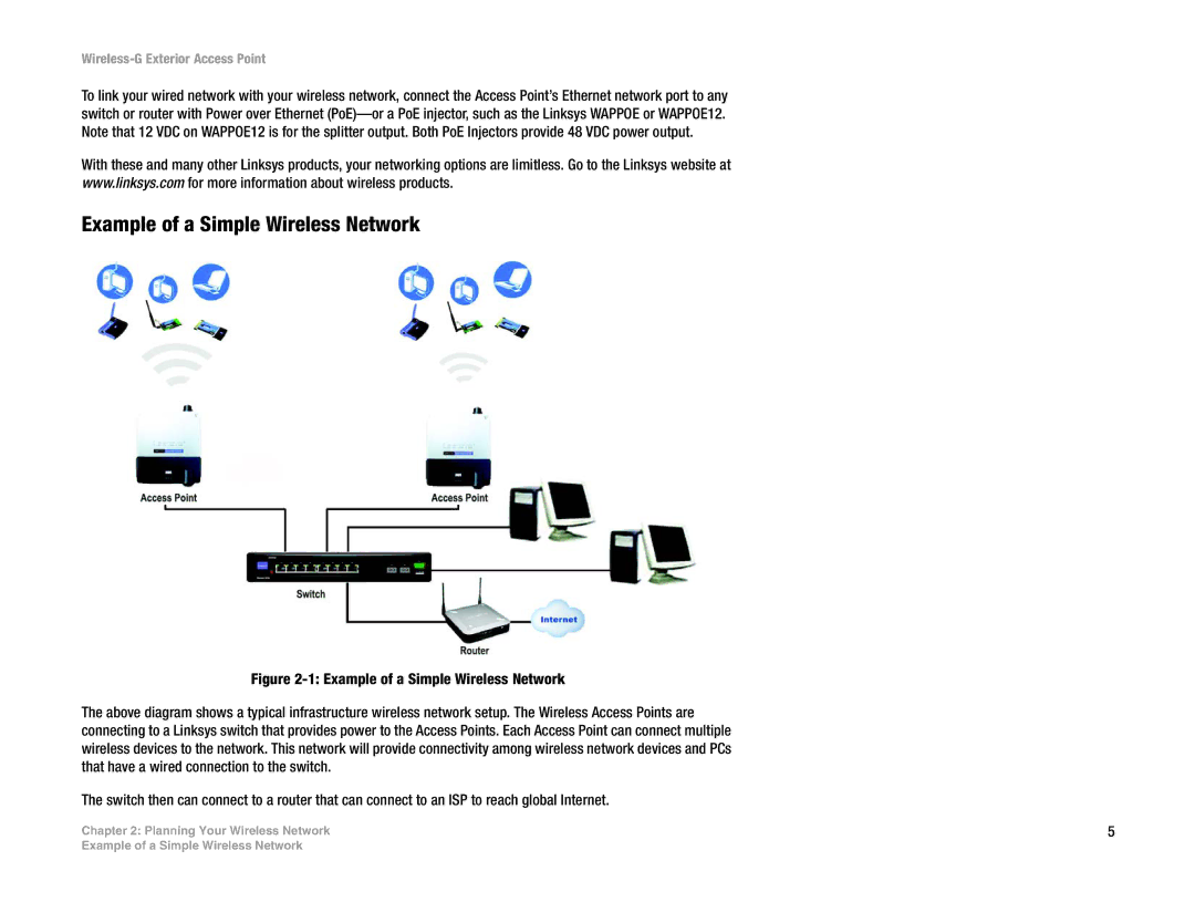 Linksys WAP54GPE manual Example of a Simple Wireless Network 