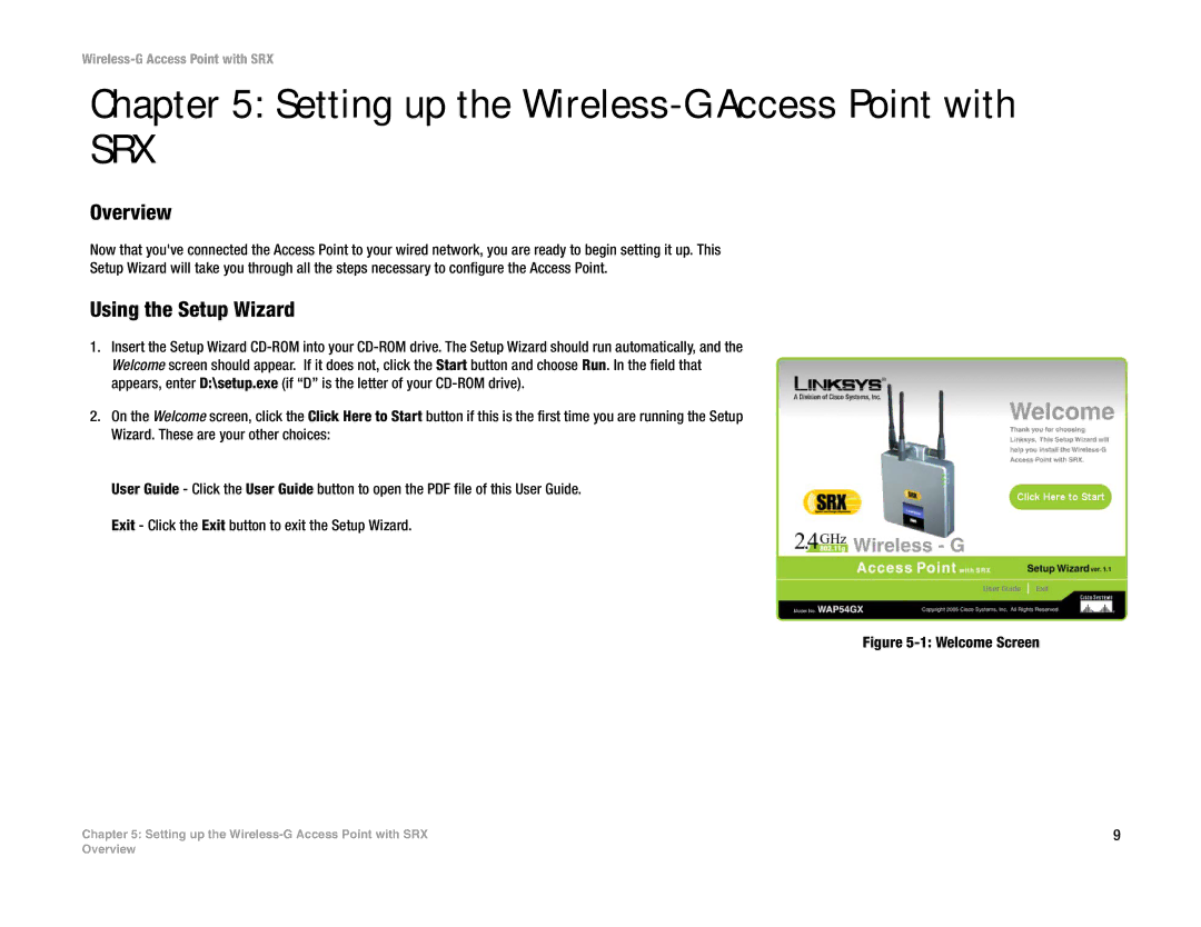 Linksys WAP54GX manual Setting up the Wireless-G Access Point with, Using the Setup Wizard 