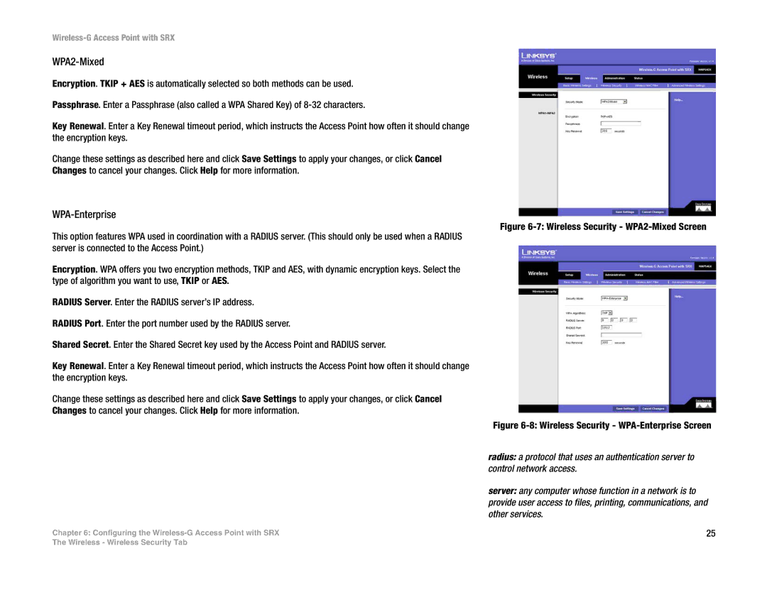 Linksys WAP54GX manual WPA2-Mixed 