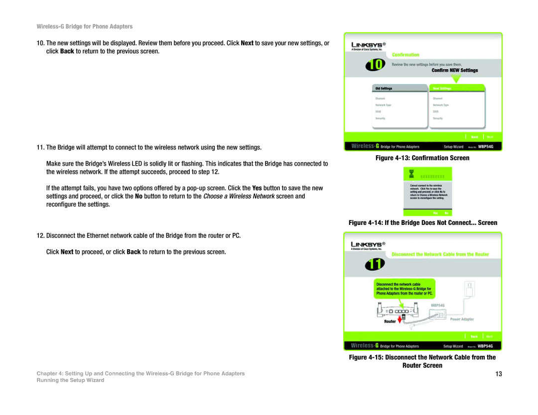 Linksys WBP54G manual Confirmation Screen 