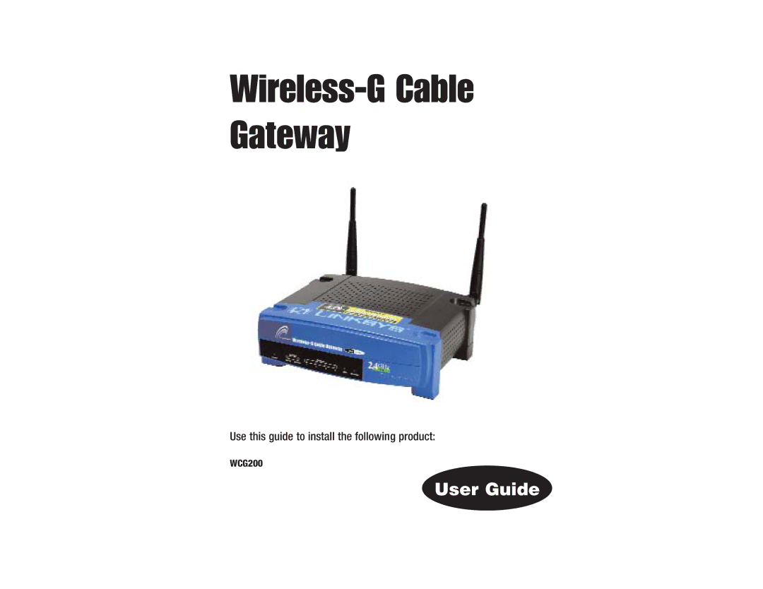 Linksys WCG200 manual Wireless-G Cable Gateway 