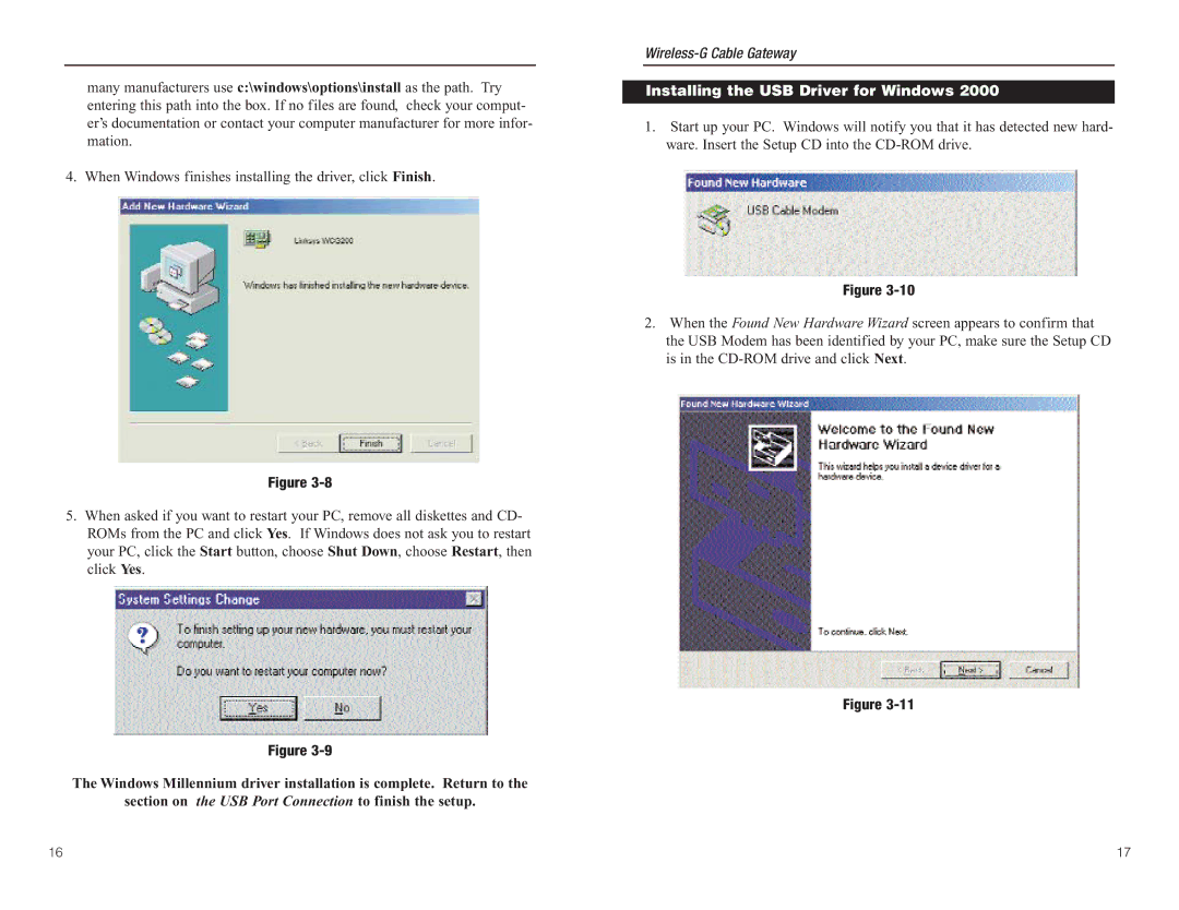 Linksys WCG200 manual Installing the USB Driver for Windows 