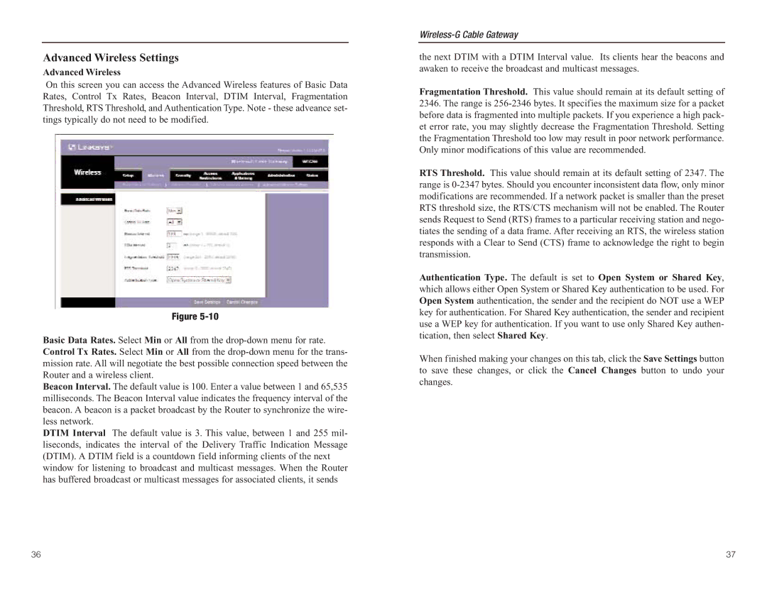 Linksys WCG200 manual Advanced Wireless Settings 