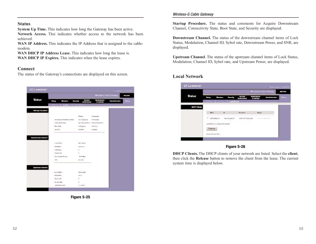 Linksys WCG200 manual Status, Connect, Local Network 