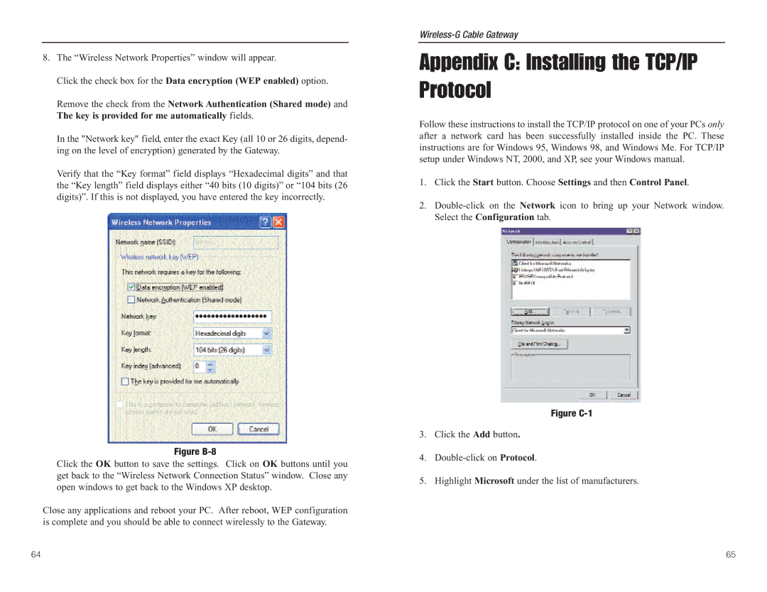 Linksys WCG200 manual Appendix C Installing the TCP/IP Protocol, Figure B-8 