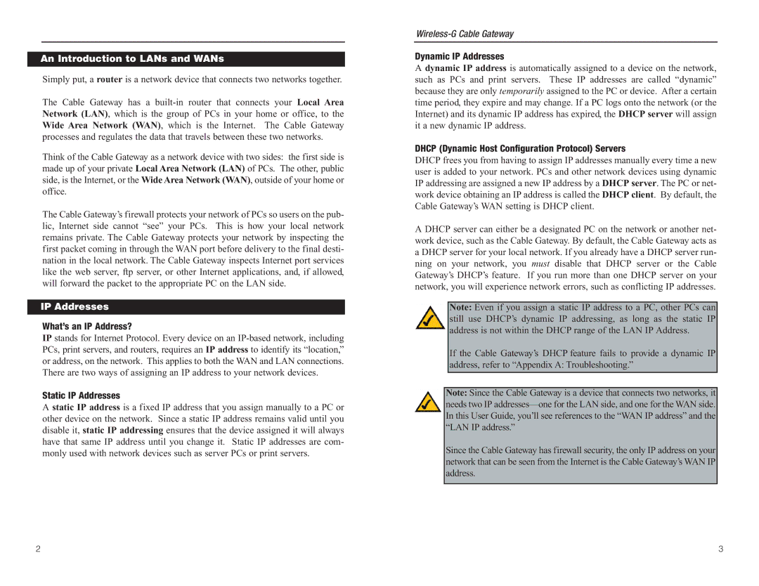 Linksys WCG200 manual An Introduction to LANs and WANs, IP Addresses 