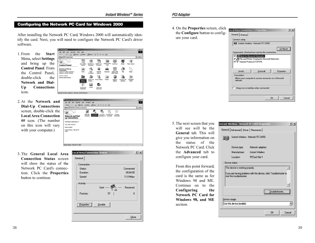 Linksys WDT11 manual Configuring the Network PC Card for Windows 