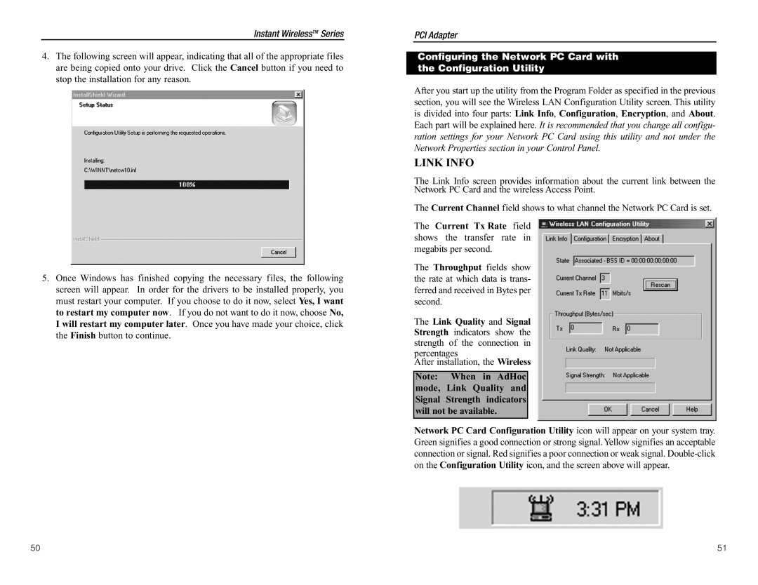 Linksys WDT11 manual Link Info 