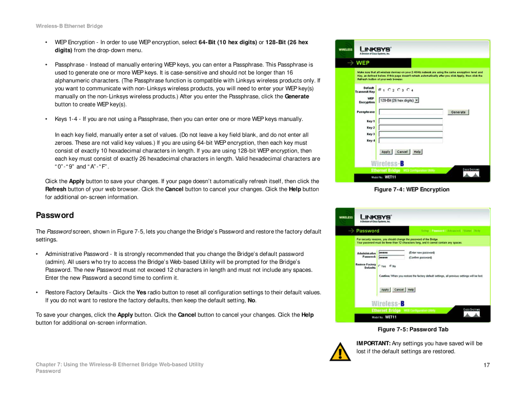 Linksys WET11 manual Password Tab 