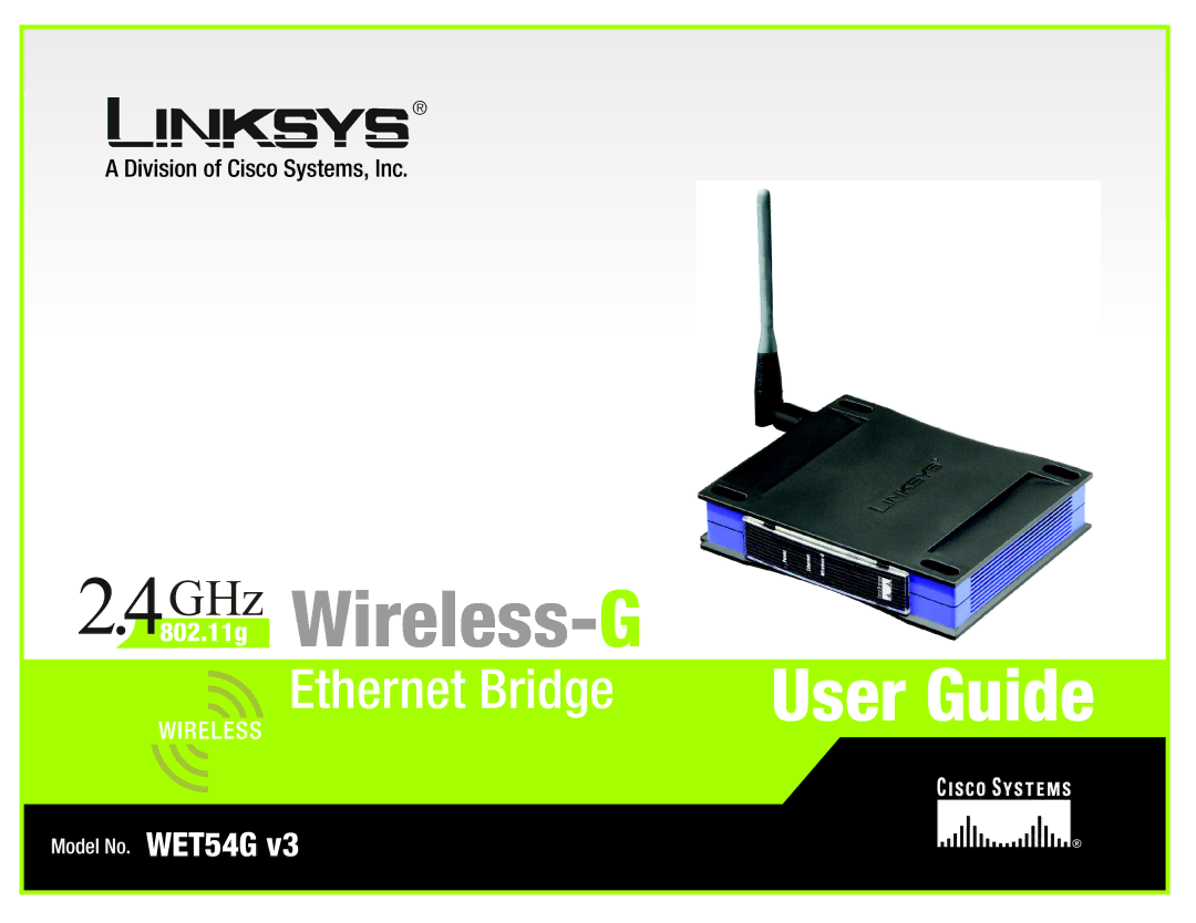 Linksys WET54G V3 manual Wireless- G 