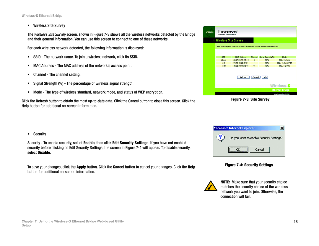 Linksys WET54G V3 manual Site Survey 