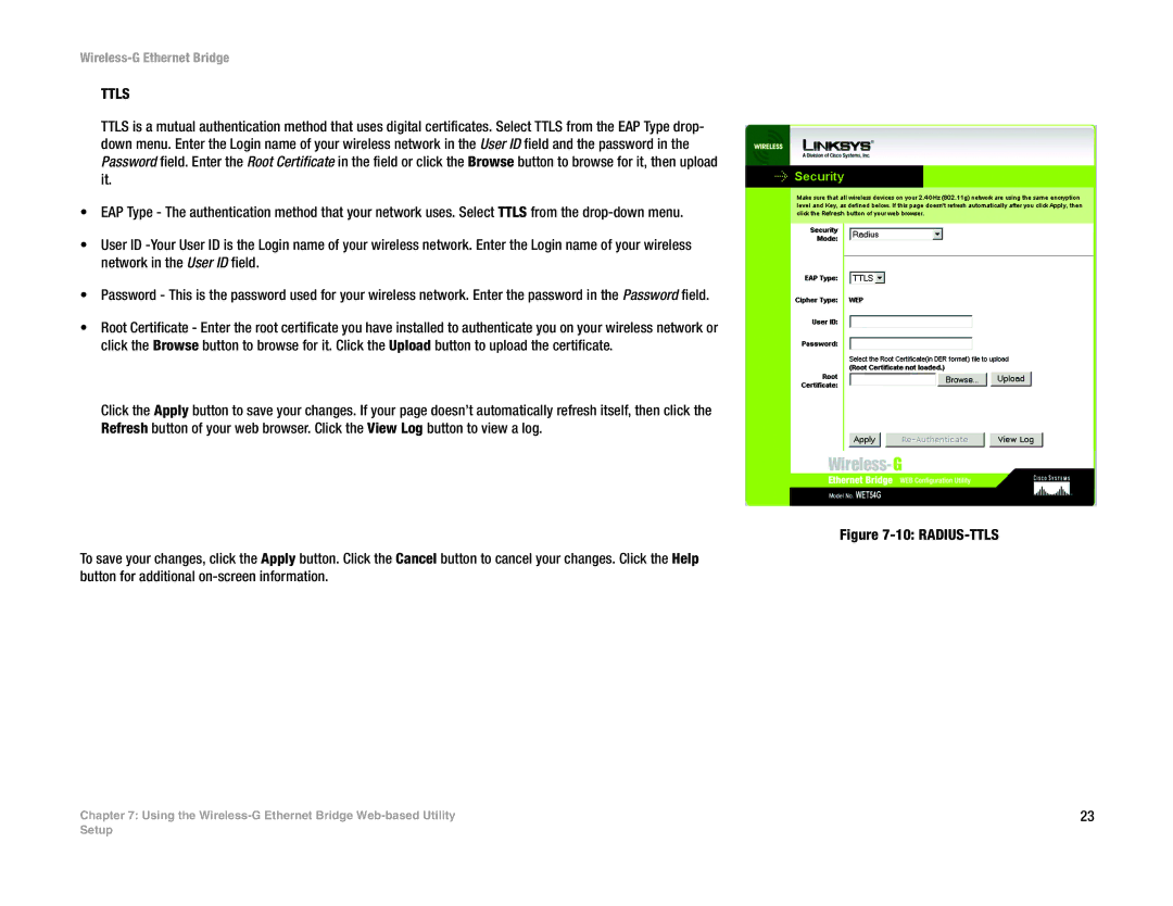 Linksys WET54G V3 manual Radius-Ttls 