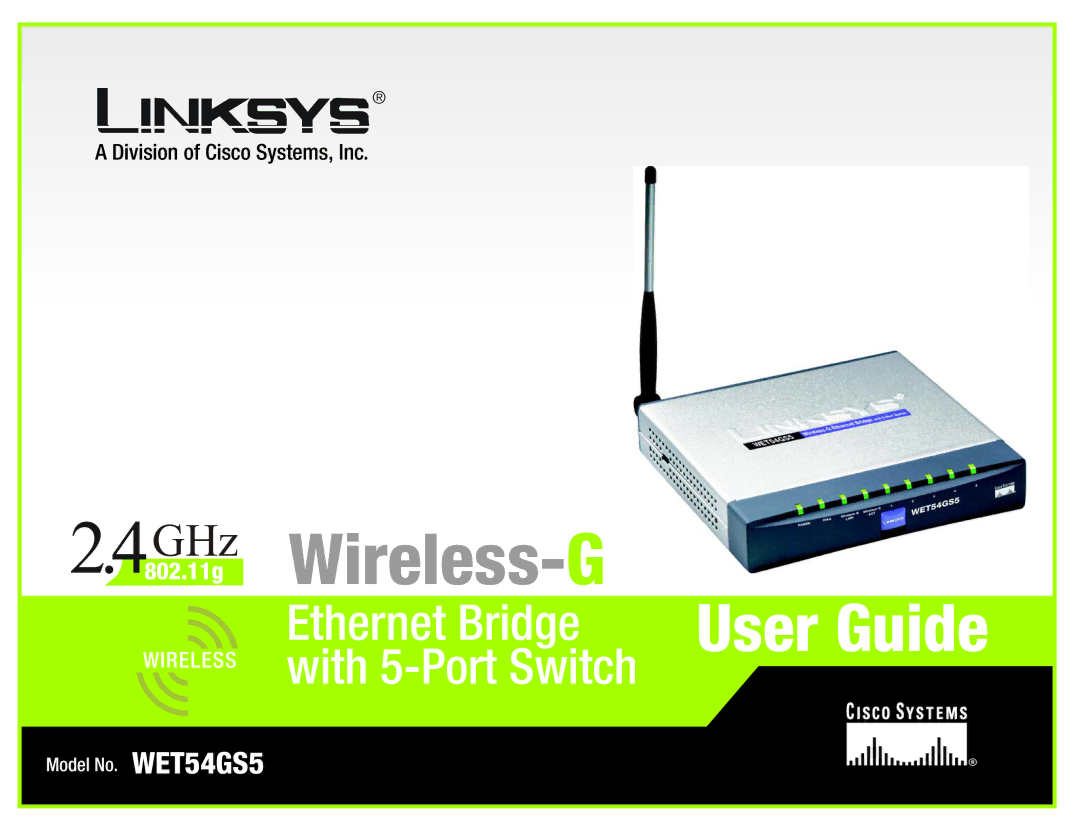 Linksys WET54GS5 manual Wireless- G 