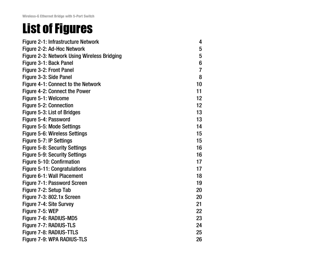 Linksys WET54GS5 manual List of Figures, Infrastructure Network 