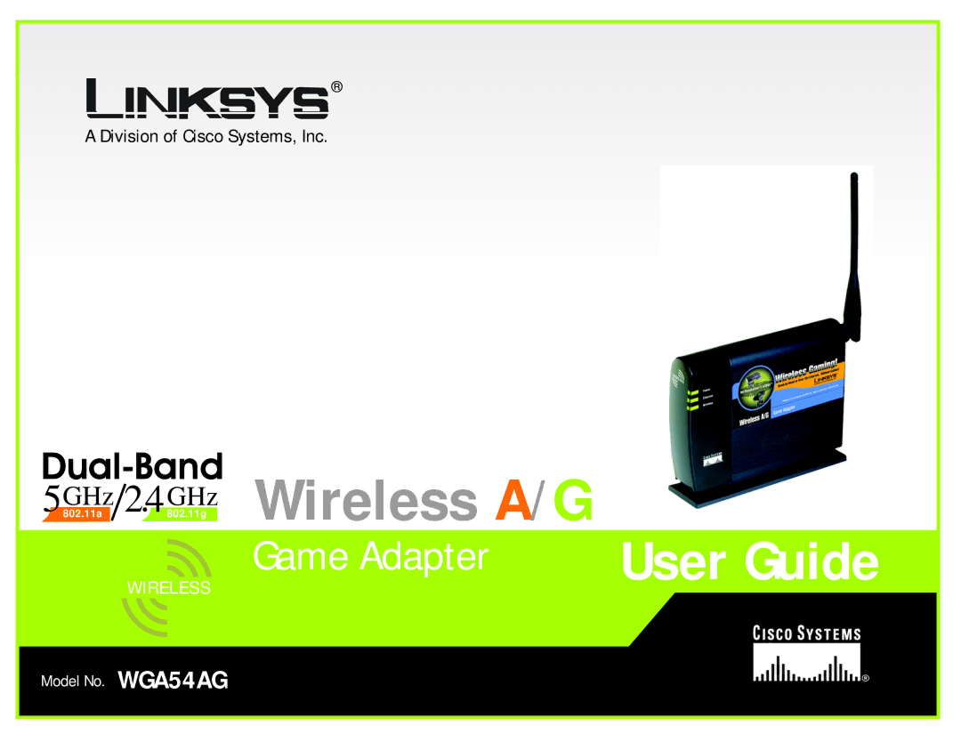 Linksys WGA54AG manual Wireless A/ G 