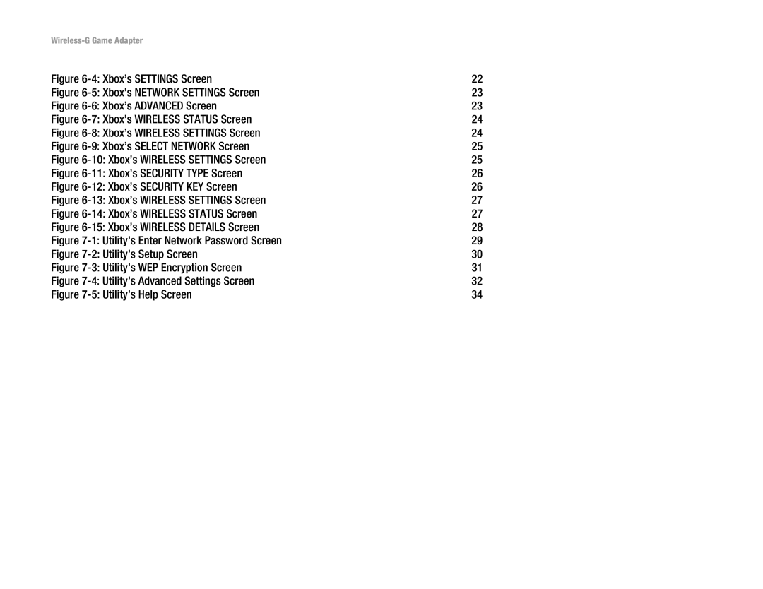 Linksys WGA54G manual Xbox’s Settings Screen 