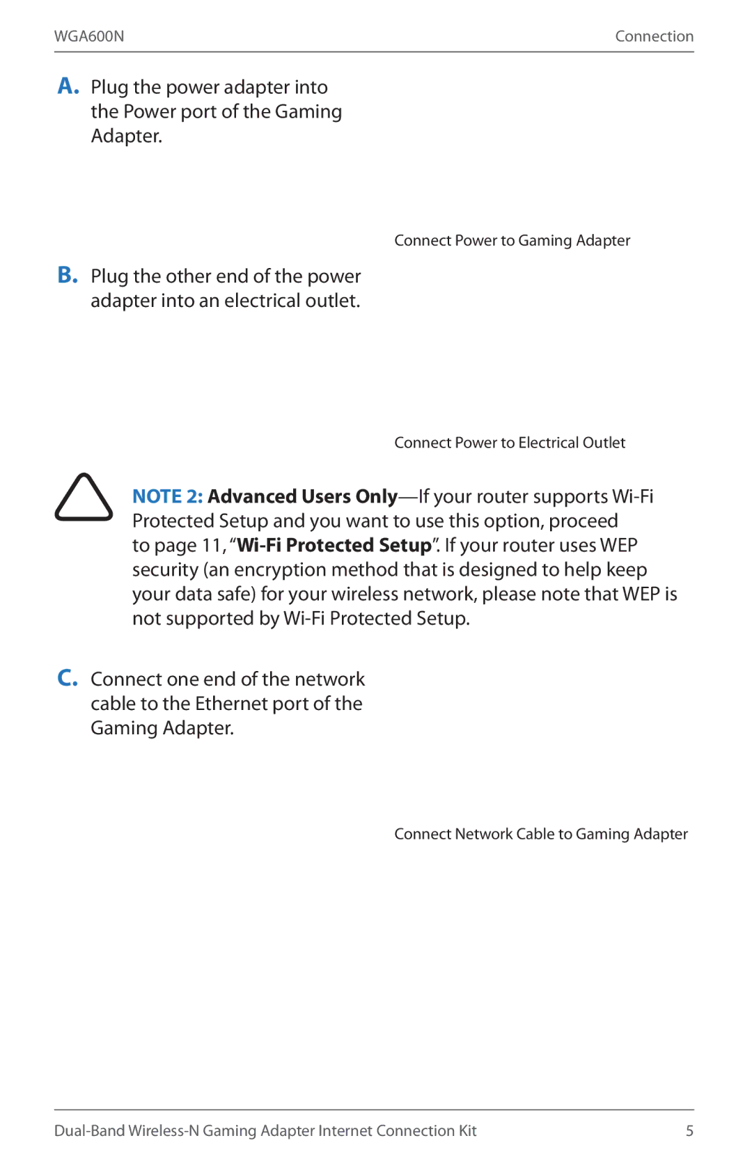 Linksys WGA600N installation instructions Connect Power to Gaming Adapter 