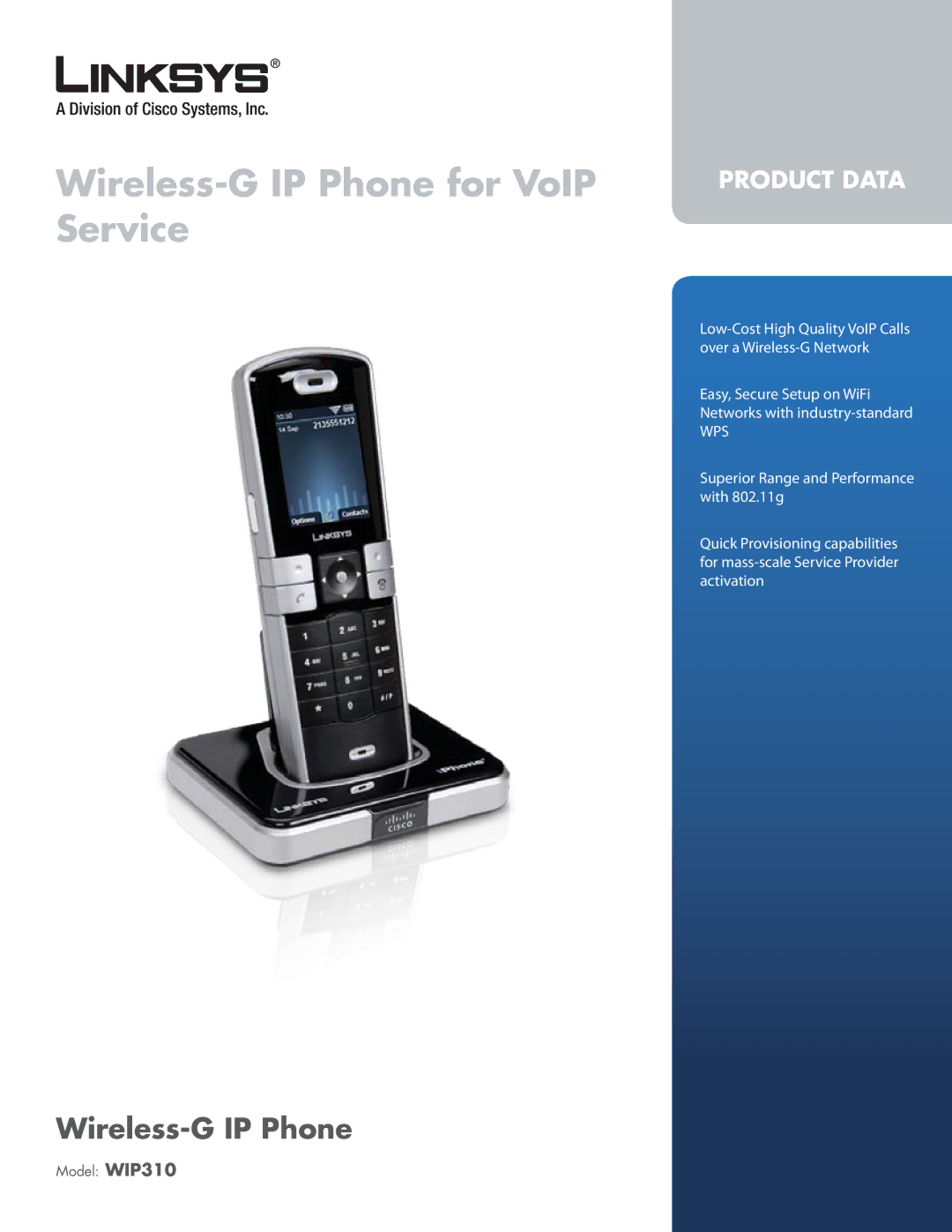 Linksys WIP310 manual Wireless-G IP Phone for VoIP Service 