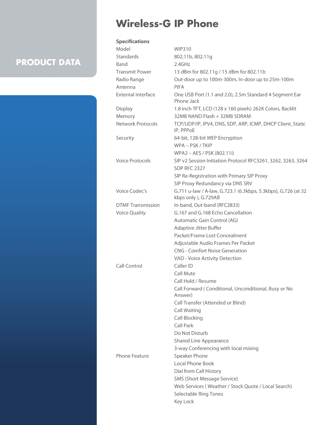 Linksys WIP310 manual Specifications, Pifa 